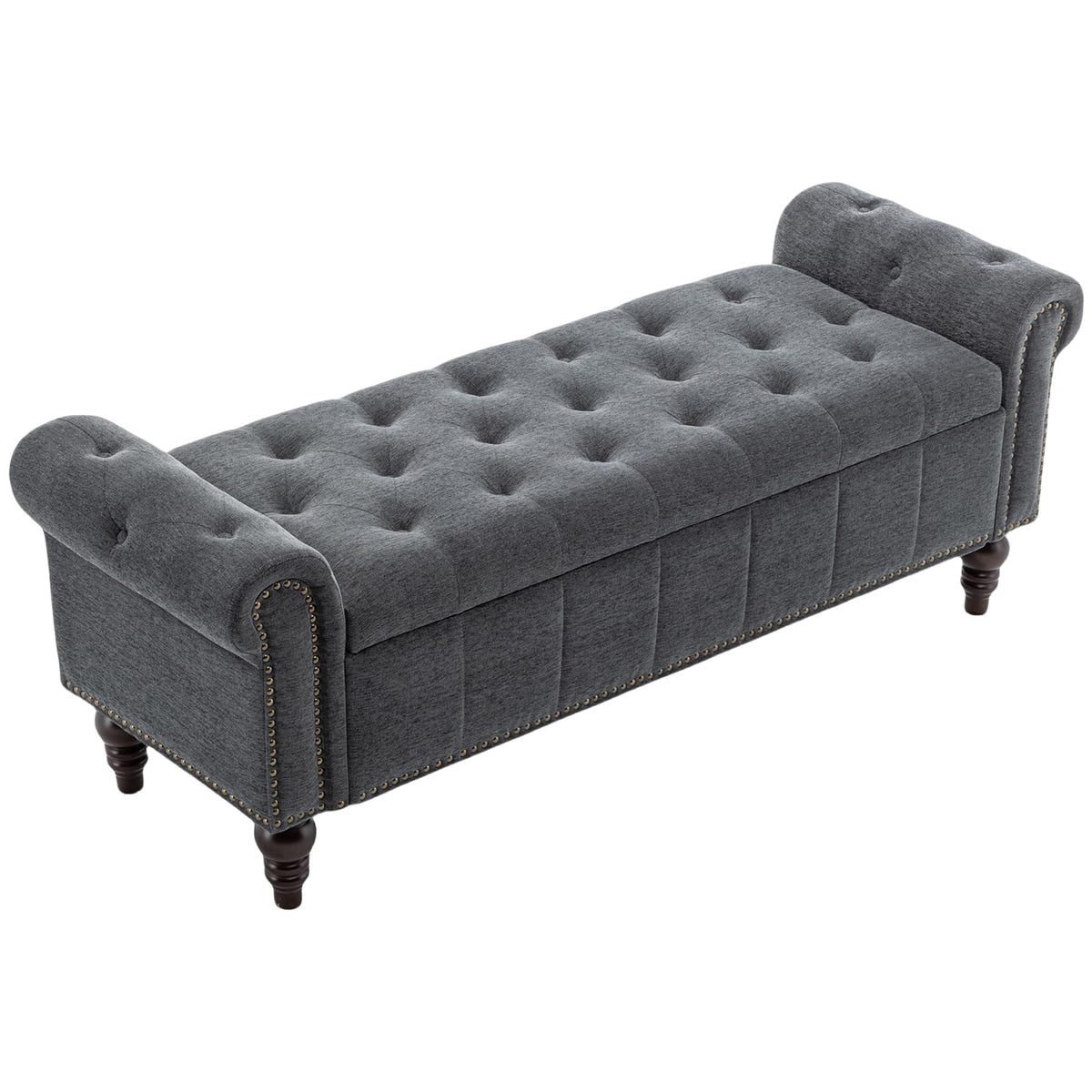 58" Chenille Storage Bench L586953