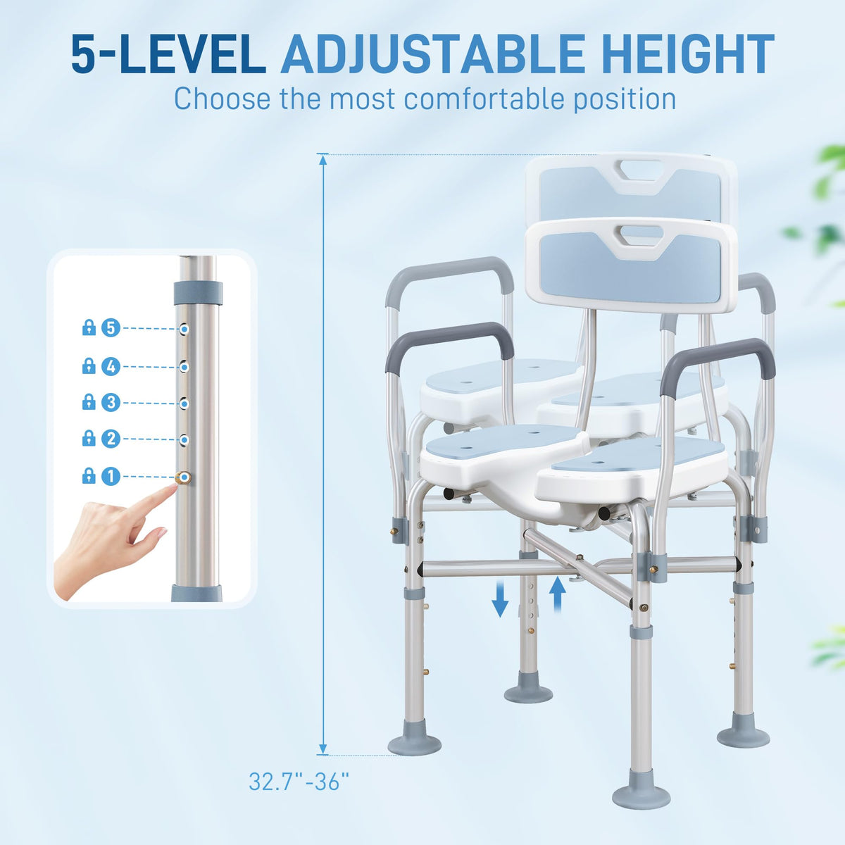 Padded Shower Chair with Arms and Back H95965