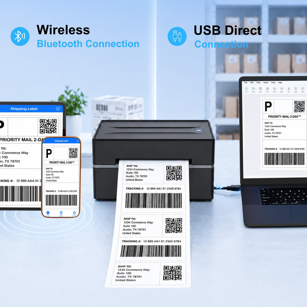 Thermal Shipping Label Printer 4x6 Bluetooth I192356