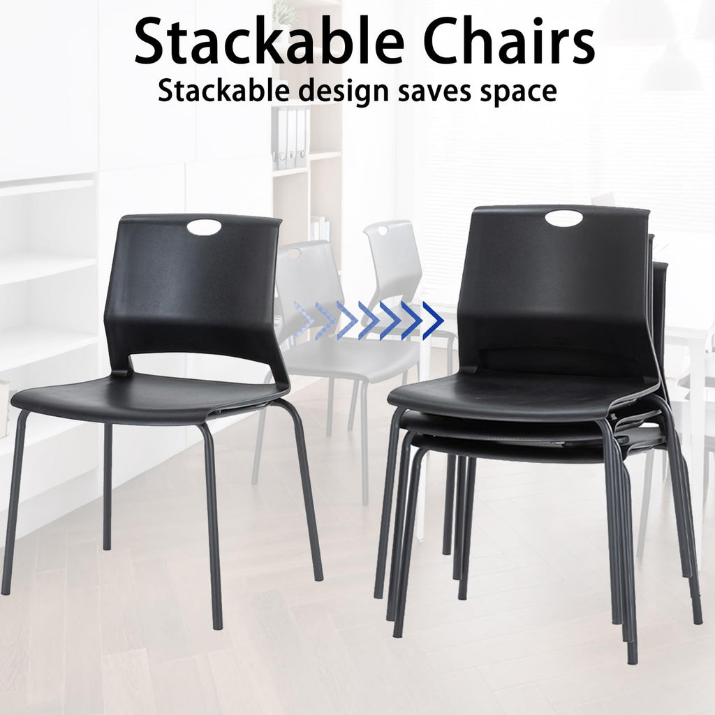 Black Stackable Plastic Chairs Set of 4 Q4235