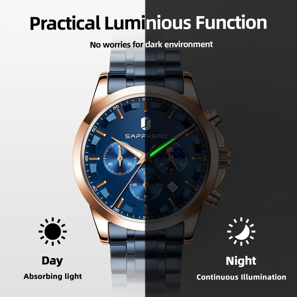 Mens Analog Quartz Chronograph Waterproof Wrist Watch with Calendar I799517