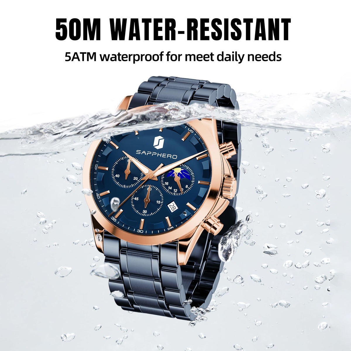 Mens Analog Quartz Chronograph Waterproof Wrist Watch with Calendar I799517