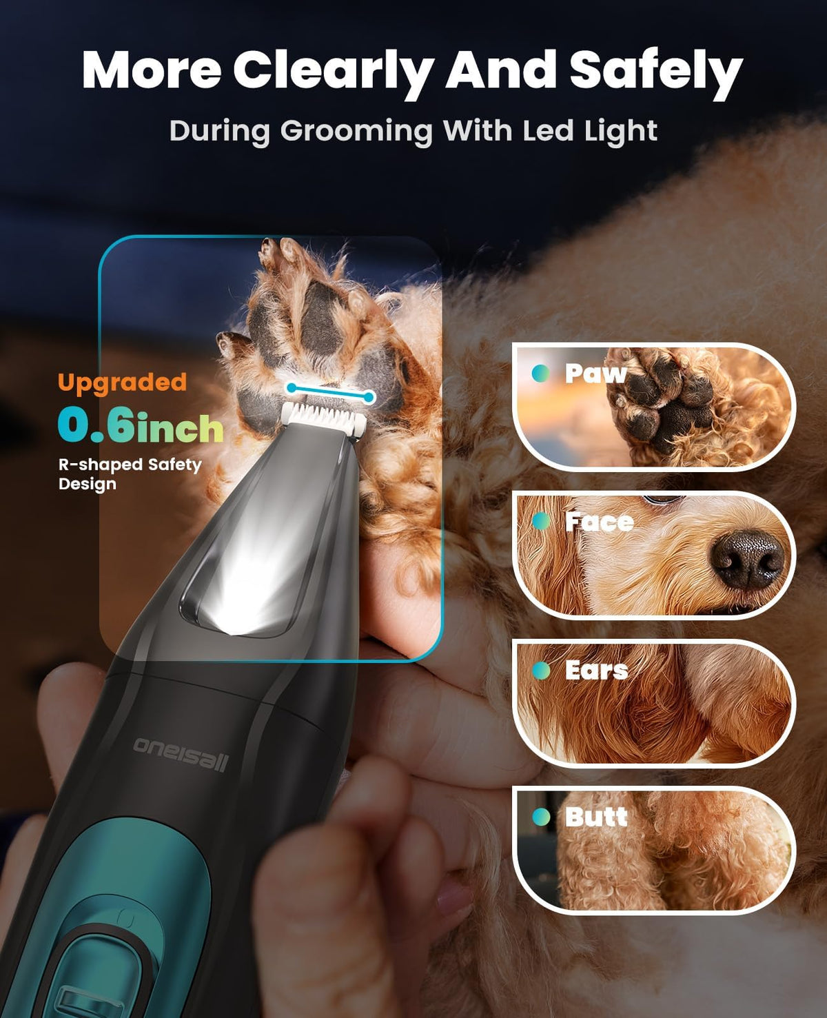 4-in-1 Dog Grooming Kit with LED Light C332