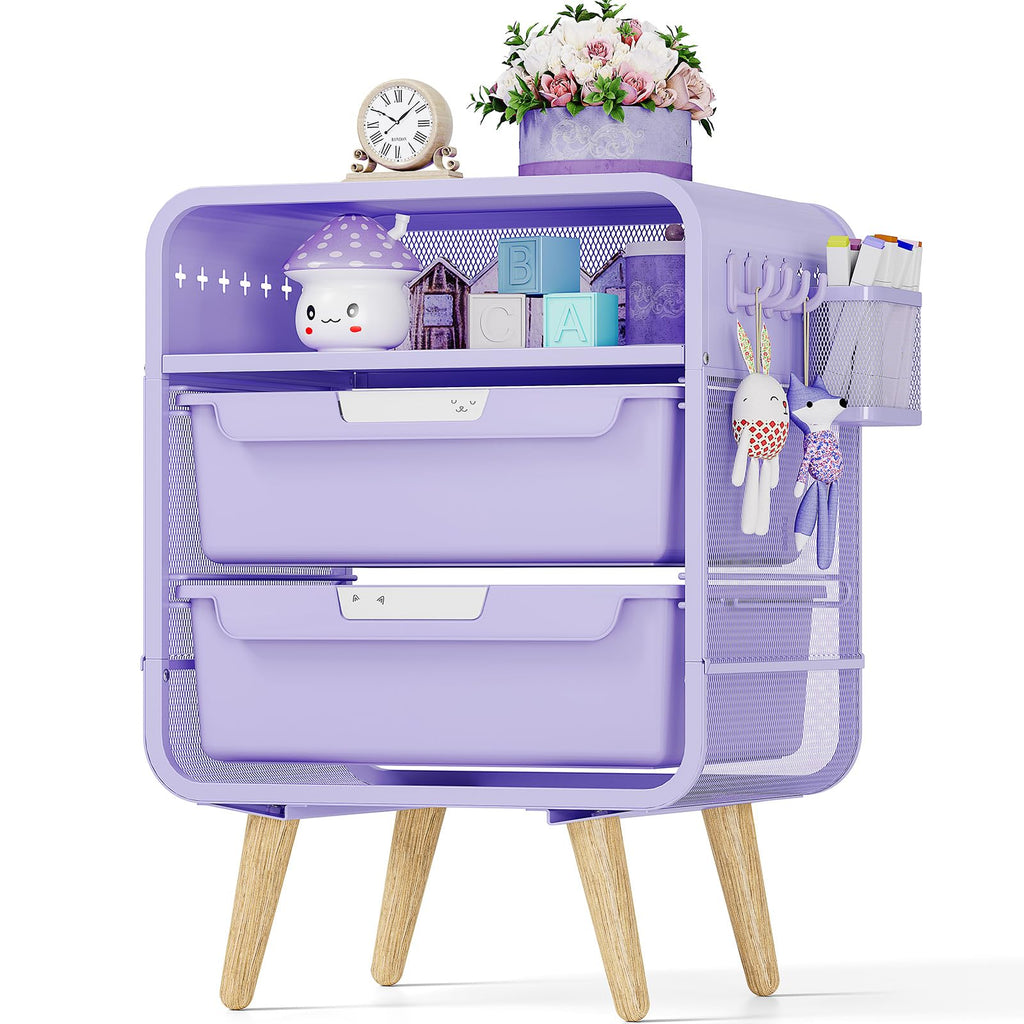 Kids Nightstand, Girls Bedside Table, Night Side Table, Purple S1088