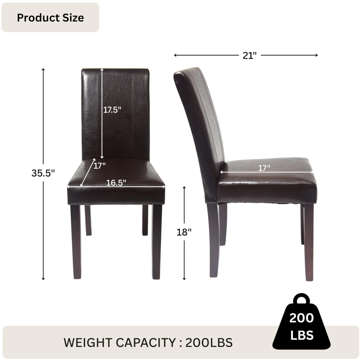 Black Leatherette Parson Chair Set of 2 K556