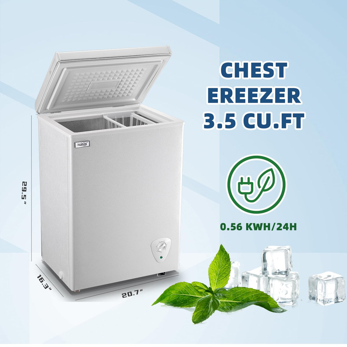 3.5 Cu.Ft Chest Freezer with Removable Basket White I277