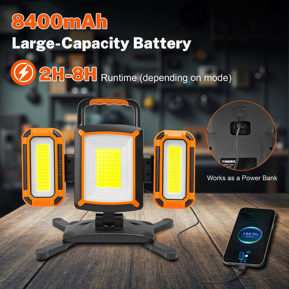 5000LM Rechargeable Magnetic Work Light X672