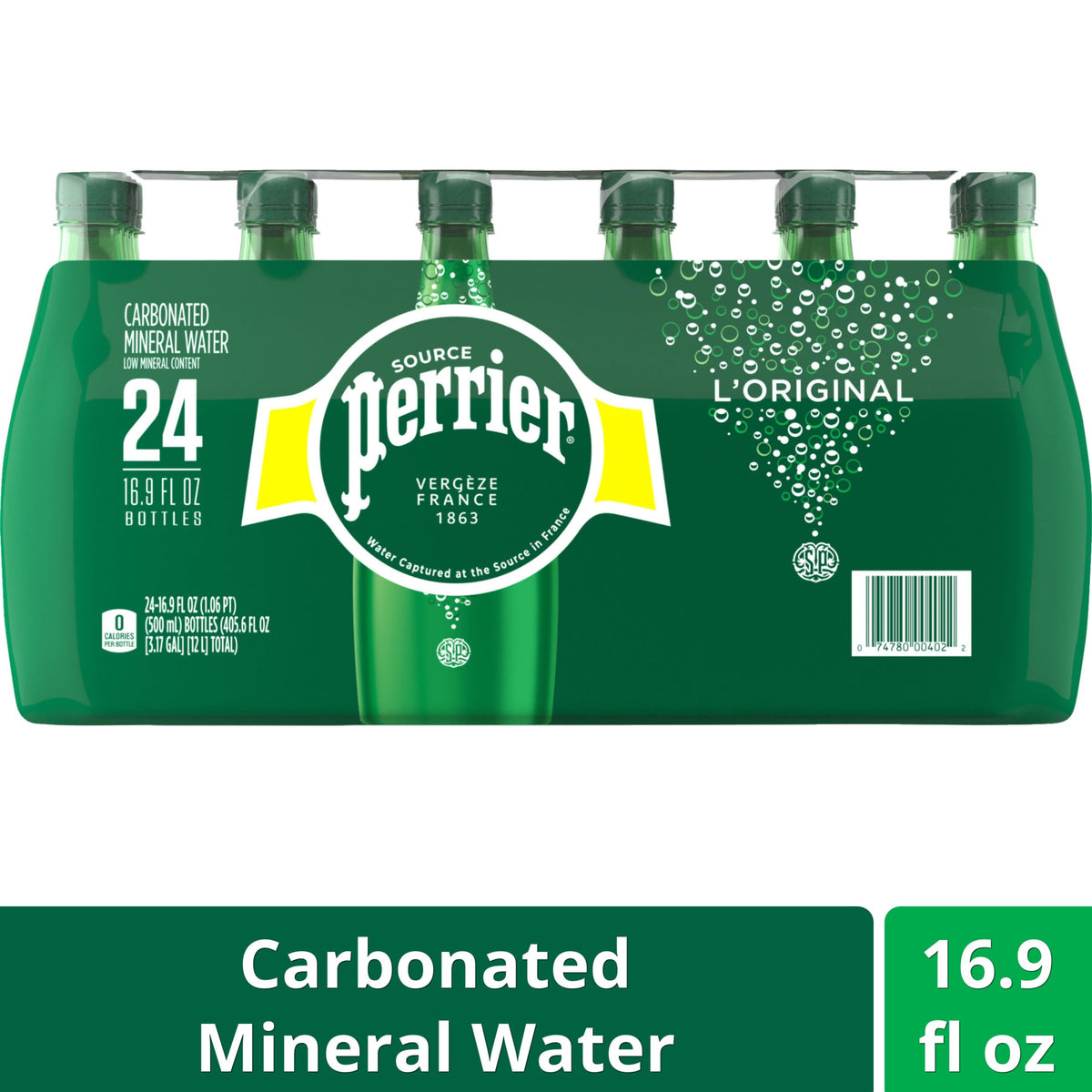 Carbonated Mineral Water Plastic Bottles 16.9 Fl Oz Pack of 24 L948