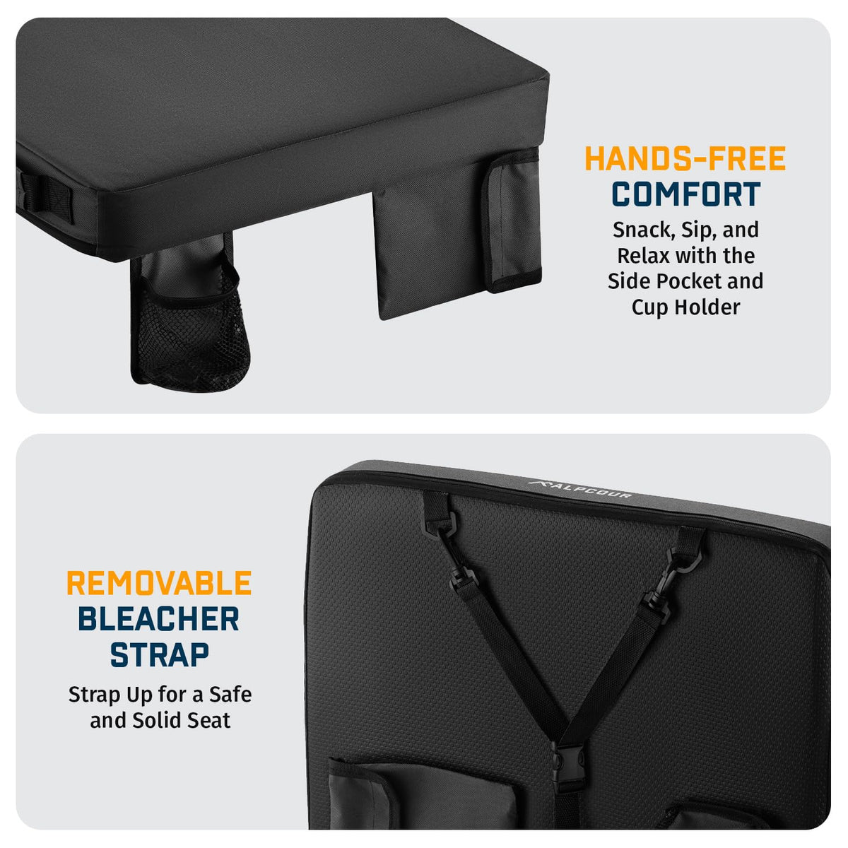 Portable Extra Thick Stadium Seat Cushion with Cup Holder Q2978