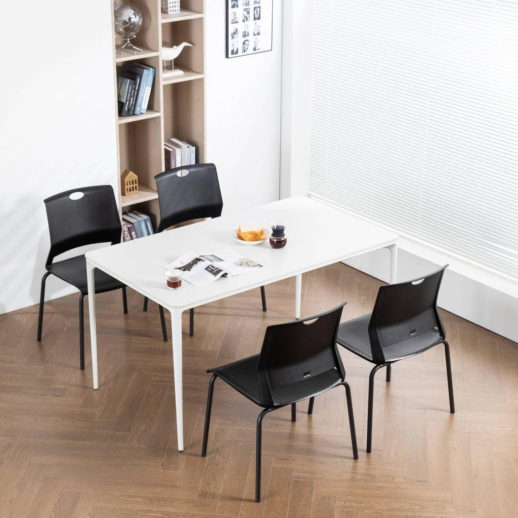 Black Stackable Plastic Chairs Set of 4 Q4235