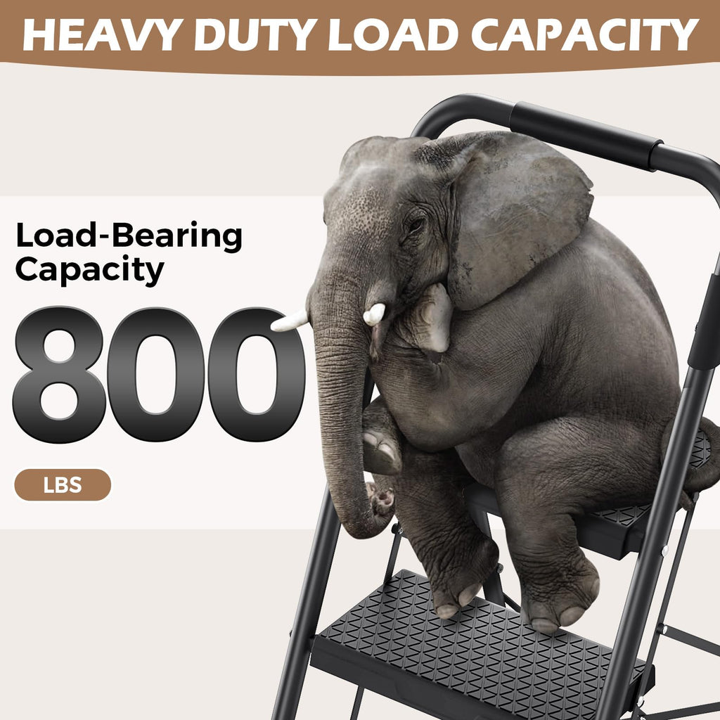 2-Step Folding Steel Step Stool with Handrail G947