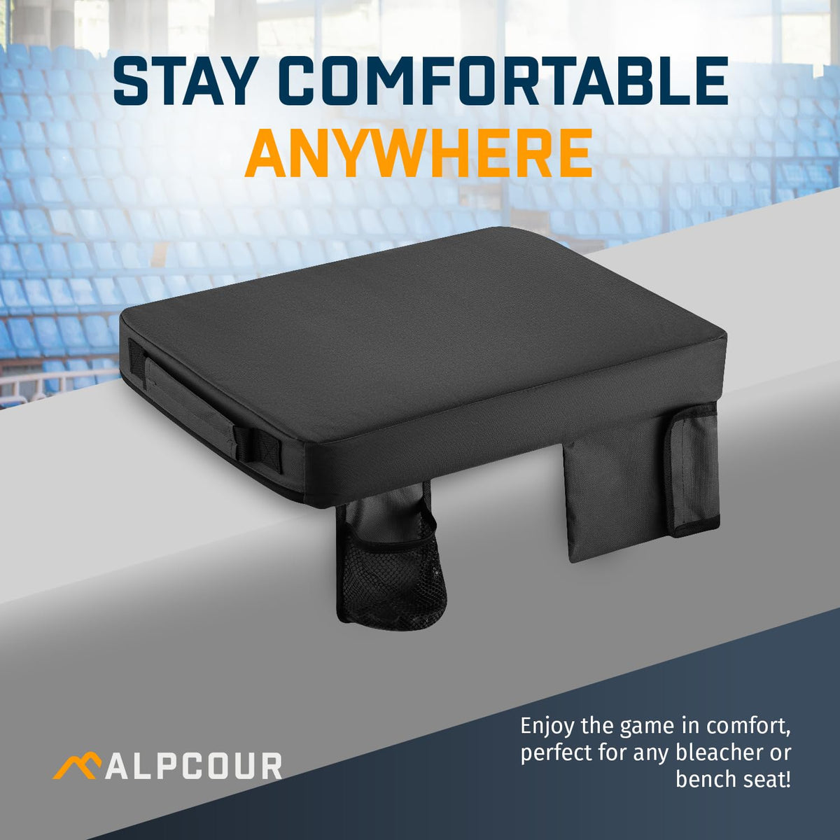 Portable Extra Thick Stadium Seat Cushion with Cup Holder Q2978