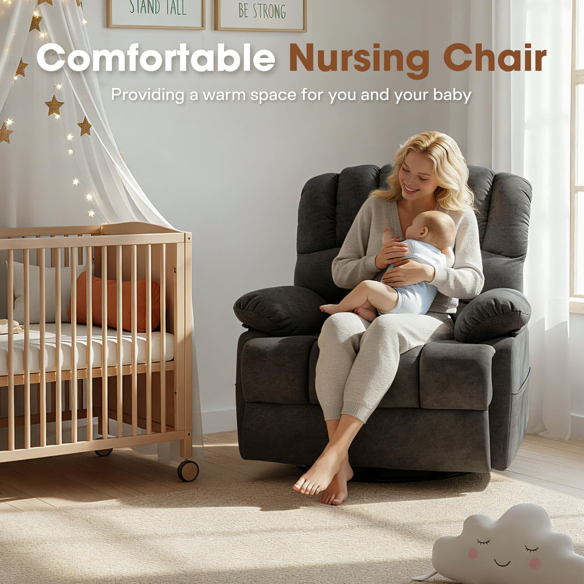 Oversized Manual Swivel Rocker Recliner Chair S7302