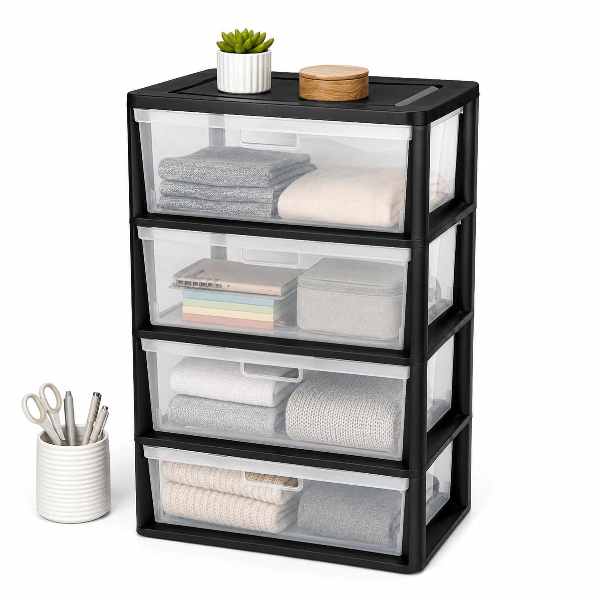 4 Drawer Plastic Storage Tower Organizer I789