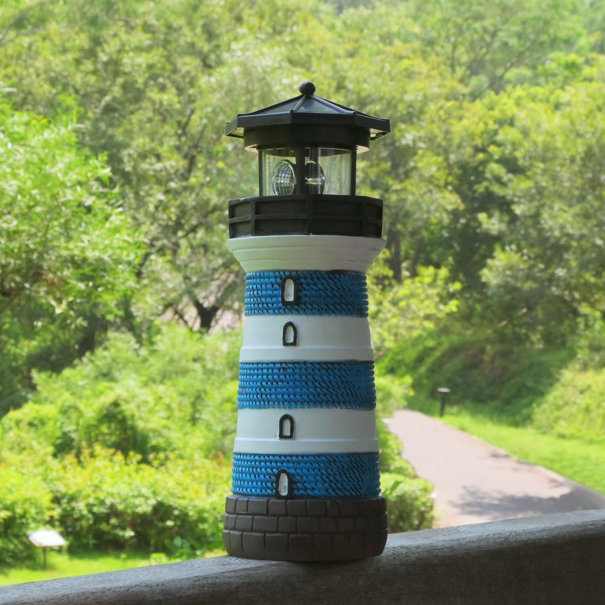 Solar Lighthouse Rotating Beacon Led Yard Statue G1760
