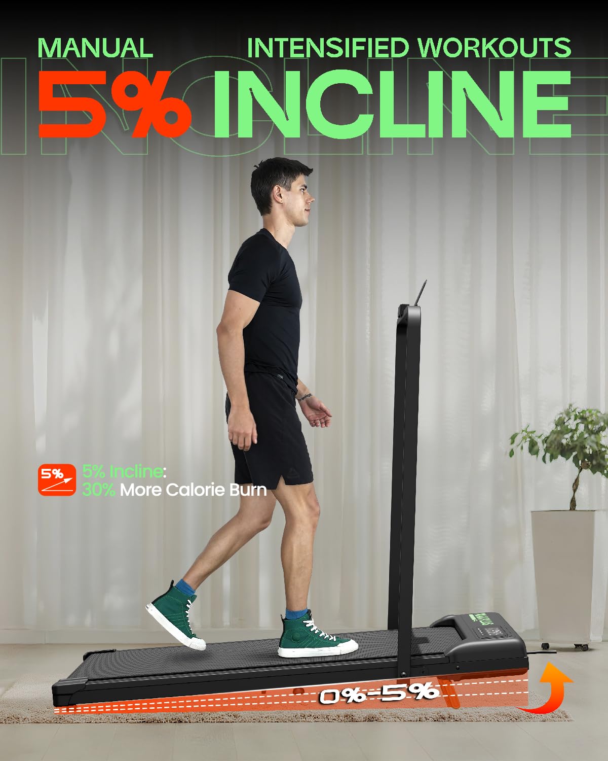 Folding Walking Pad with Incline, 2 in 1 Portable Under Desk Treadmill G150