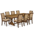 9 Piece Dining Table Set with 8 Beige Polyester Chairs C847951