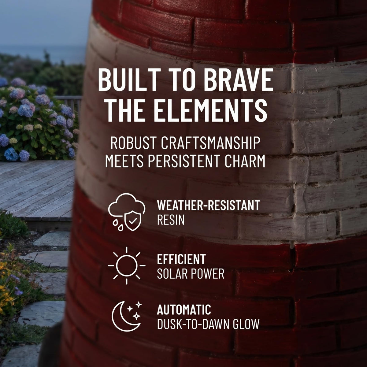 15" Solar Lighthouse Garden Statue E918