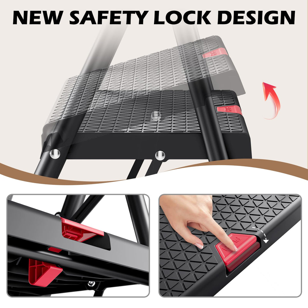 2-Step Folding Steel Step Stool with Handrail G947