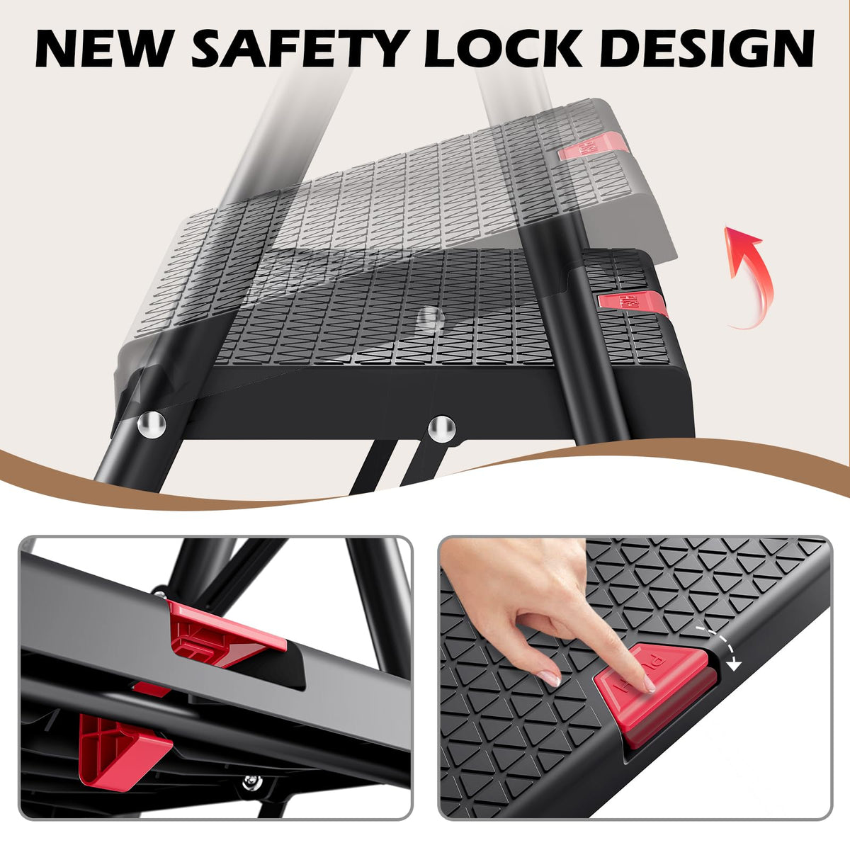 2-Step Folding Steel Step Stool with Handrail G947