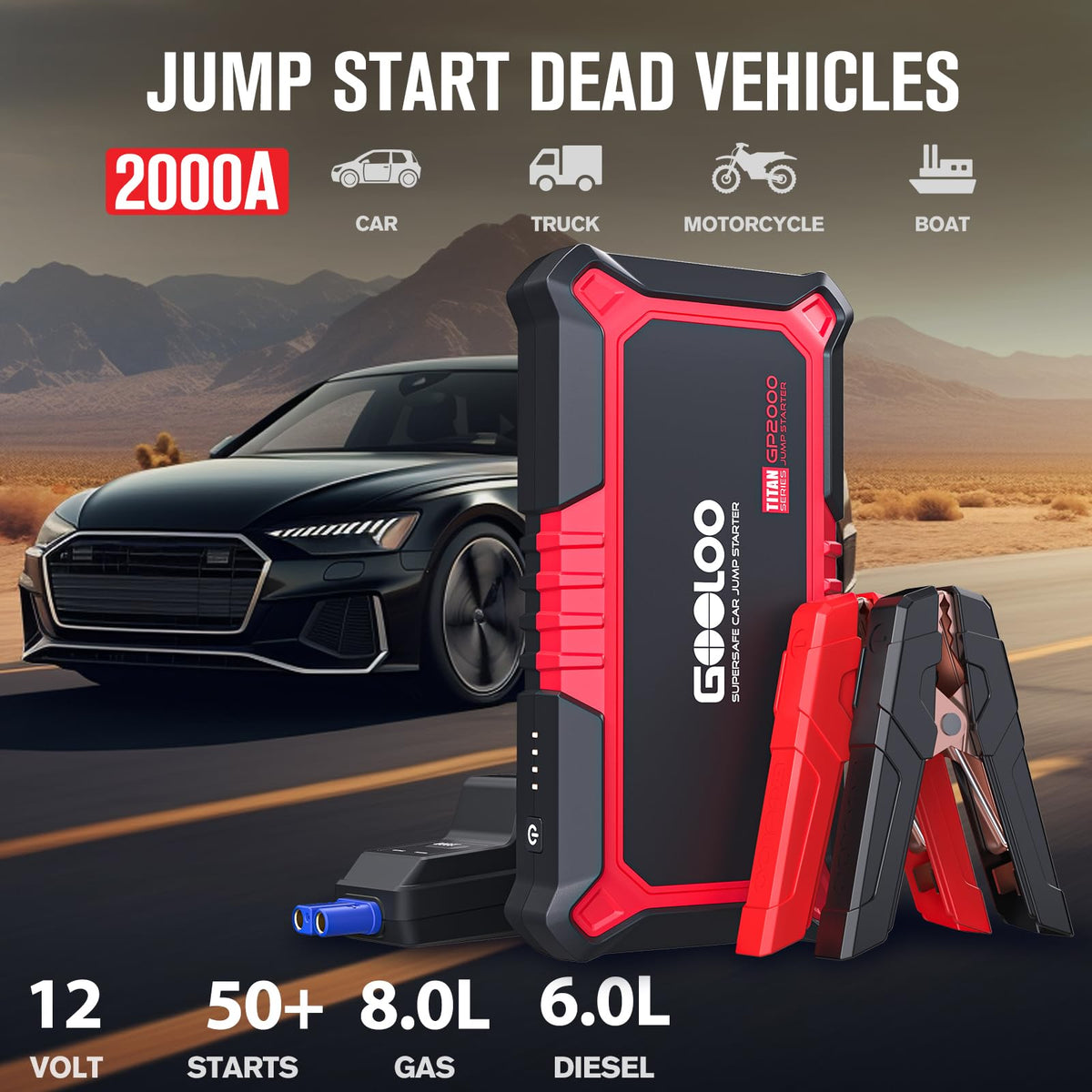 12V 2000A Portable Jump Starter L729919