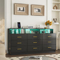 Black 9 Drawer Wood Dresser R4981