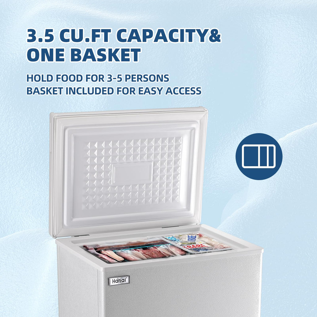3.5 Cu.Ft Chest Freezer with Removable Basket White I277