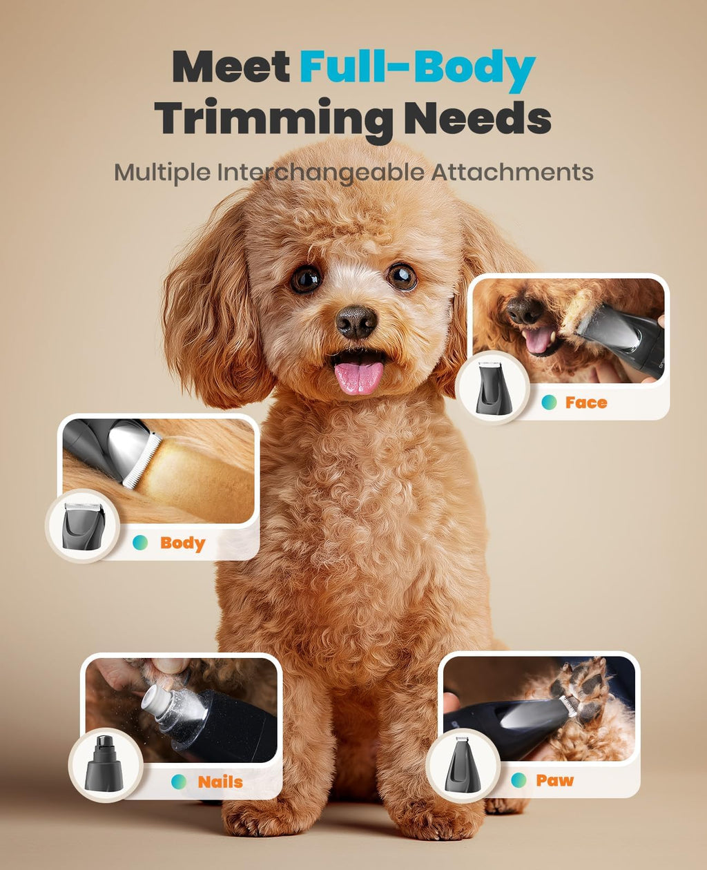 4-in-1 Dog Grooming Kit with LED Light C332