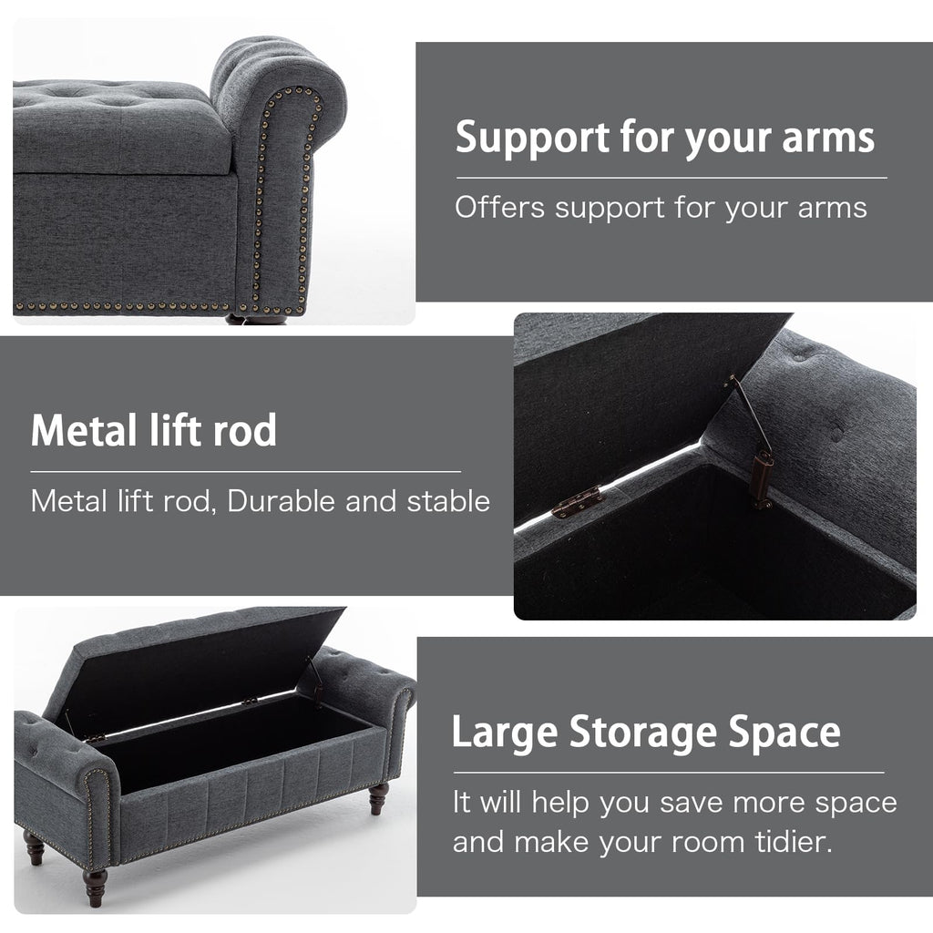 58" Chenille Storage Bench L586953