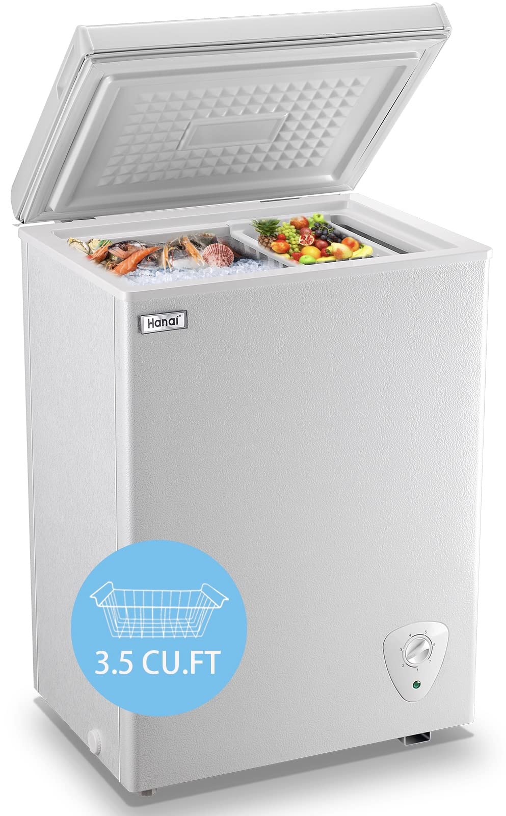 3.5 Cu.Ft Chest Freezer with Removable Basket White I277