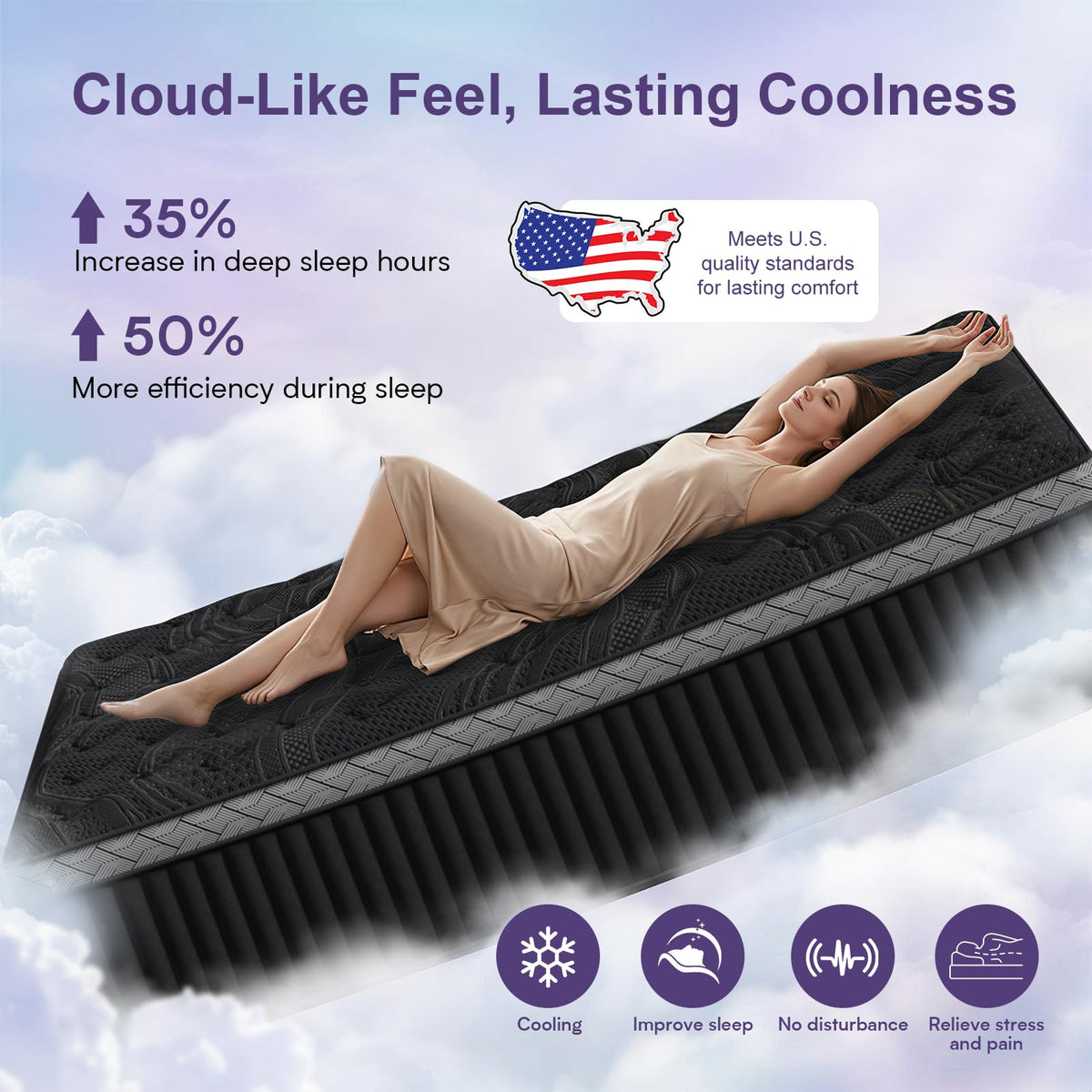 16 Inch Queen Size Hybrid Mattress in a Box P458
