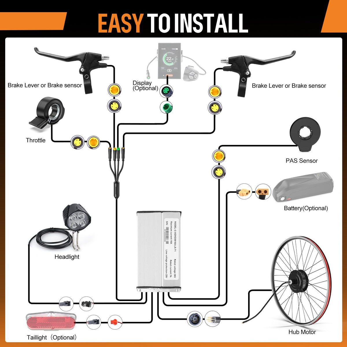 48V 750W/500W Ebike Conversion Kit B1258
