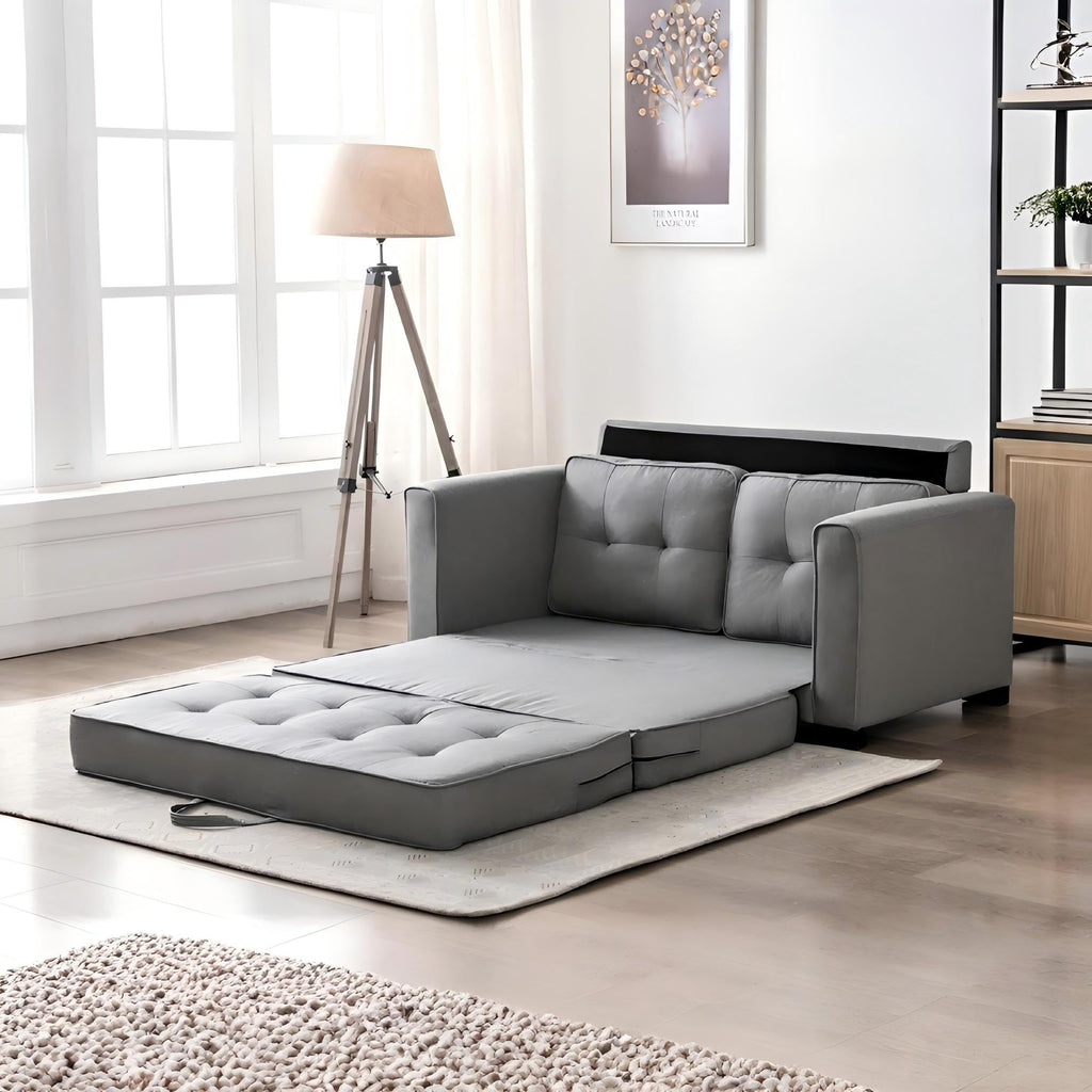 58 Inch Light Gray Upholstered Sleeper Sofa Bed U380