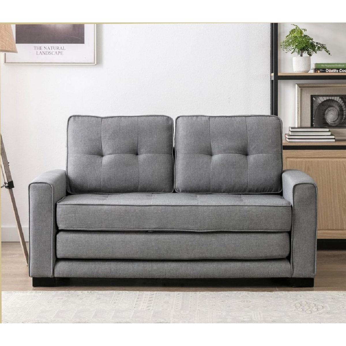 58 Inch Light Gray Upholstered Sleeper Sofa Bed U380