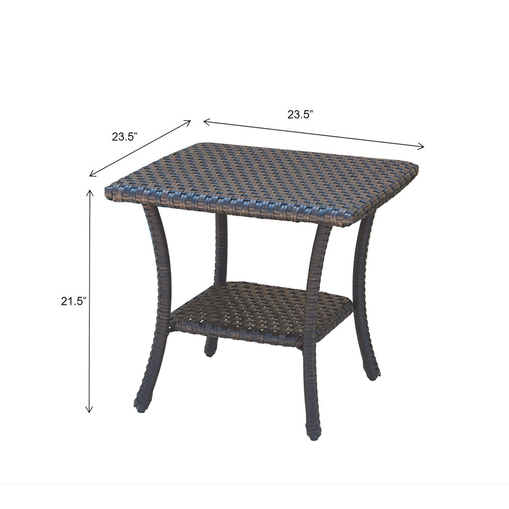 Brown Wicker Rattan 2-Tier Outdoor Coffee Table C5166