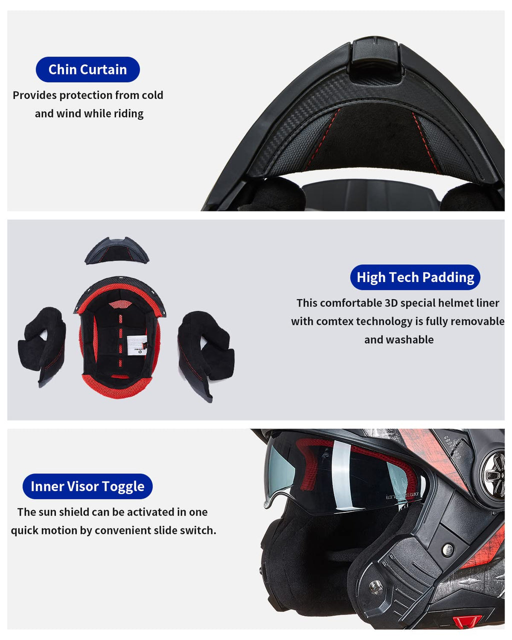Full Face Modular ATV Helmet with Anti Fog Visor C909