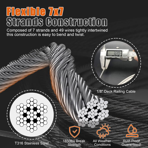 1/8" Stainless Steel Cable with a Cutter O27798