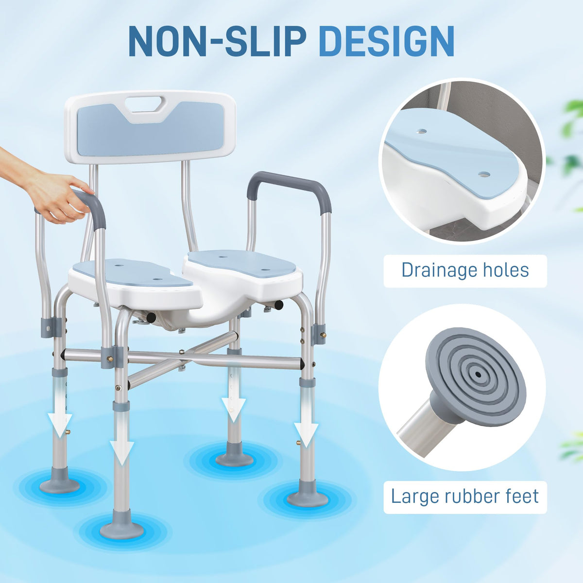 Padded Shower Chair with Arms and Back H95965