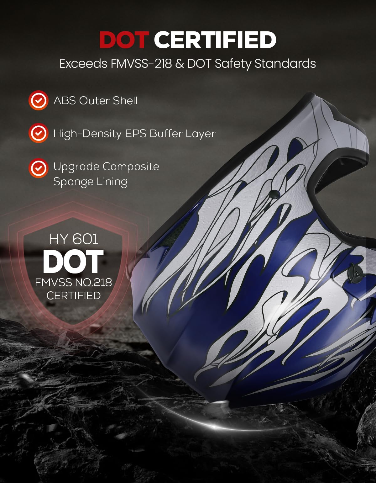 Youth DOT Approved Full Face Motocross Helmet Z6095