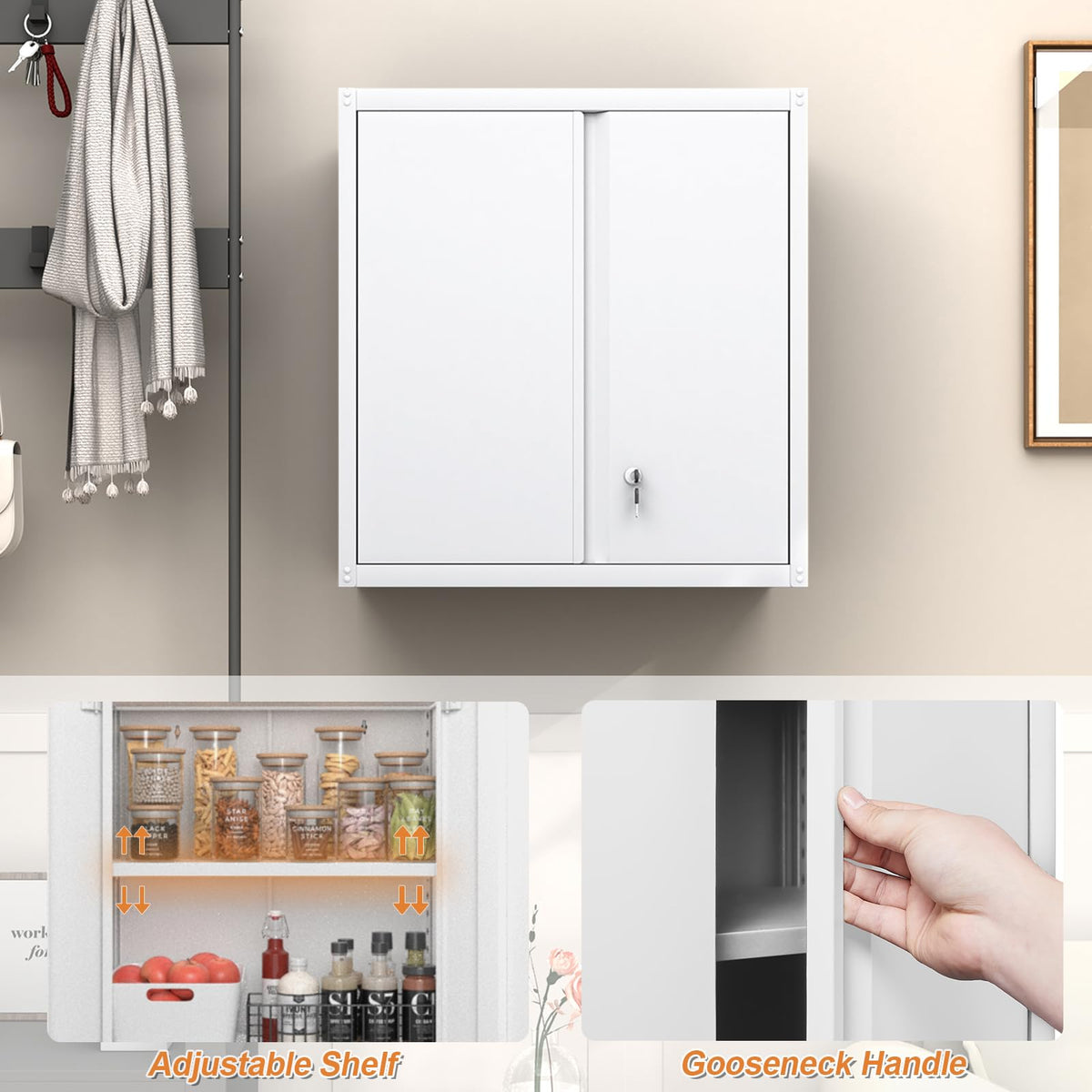 Metal Wall Mounted Storage Cabinet with Lock R821