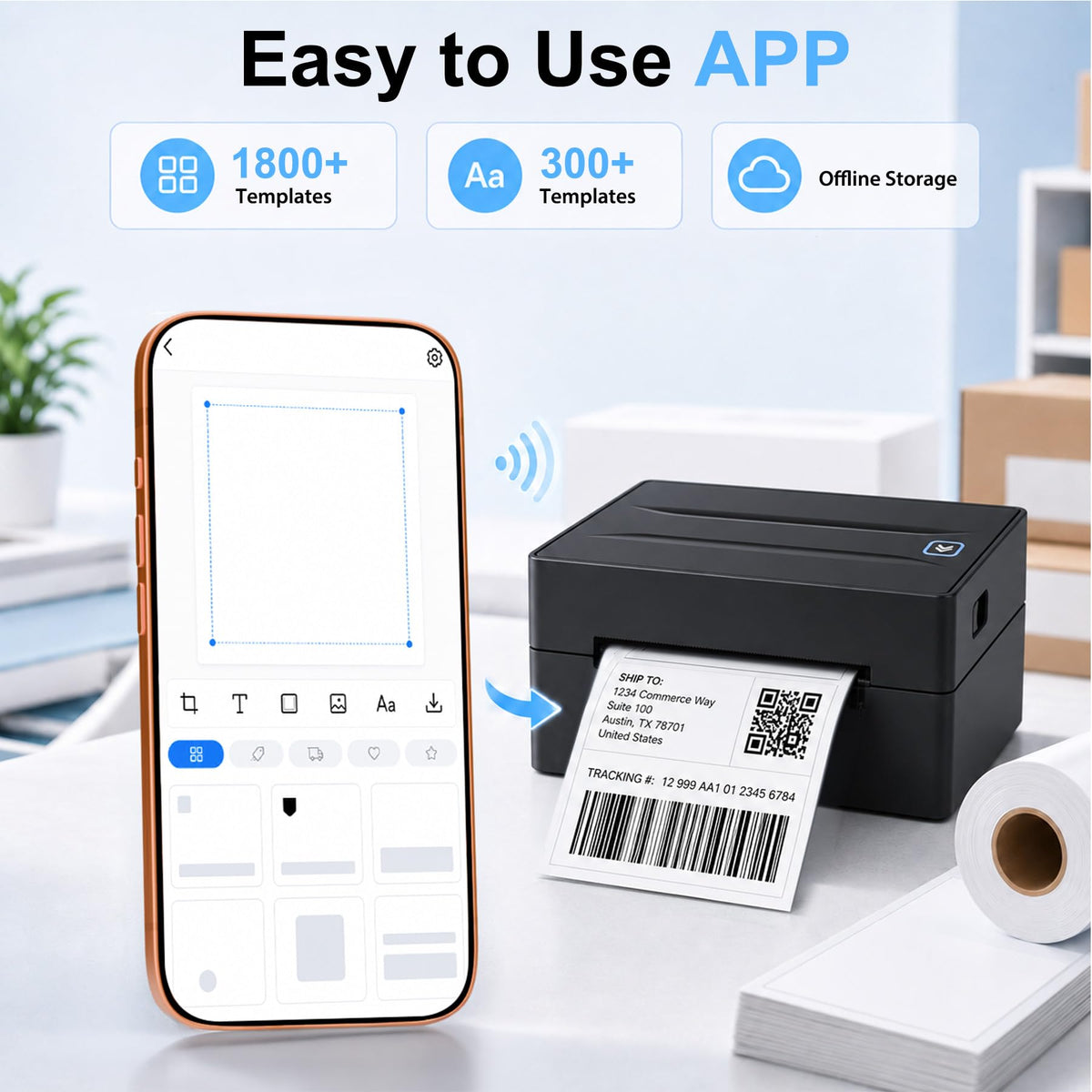 Thermal Shipping Label Printer 4x6 Bluetooth I192356