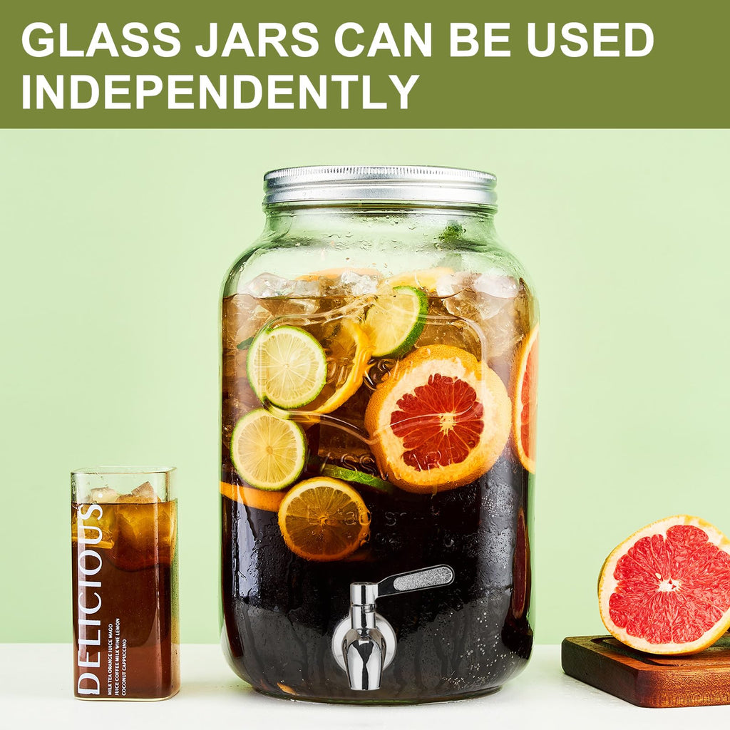2 Gallon Glass Beverage Dispenser with Stand and Lid M518