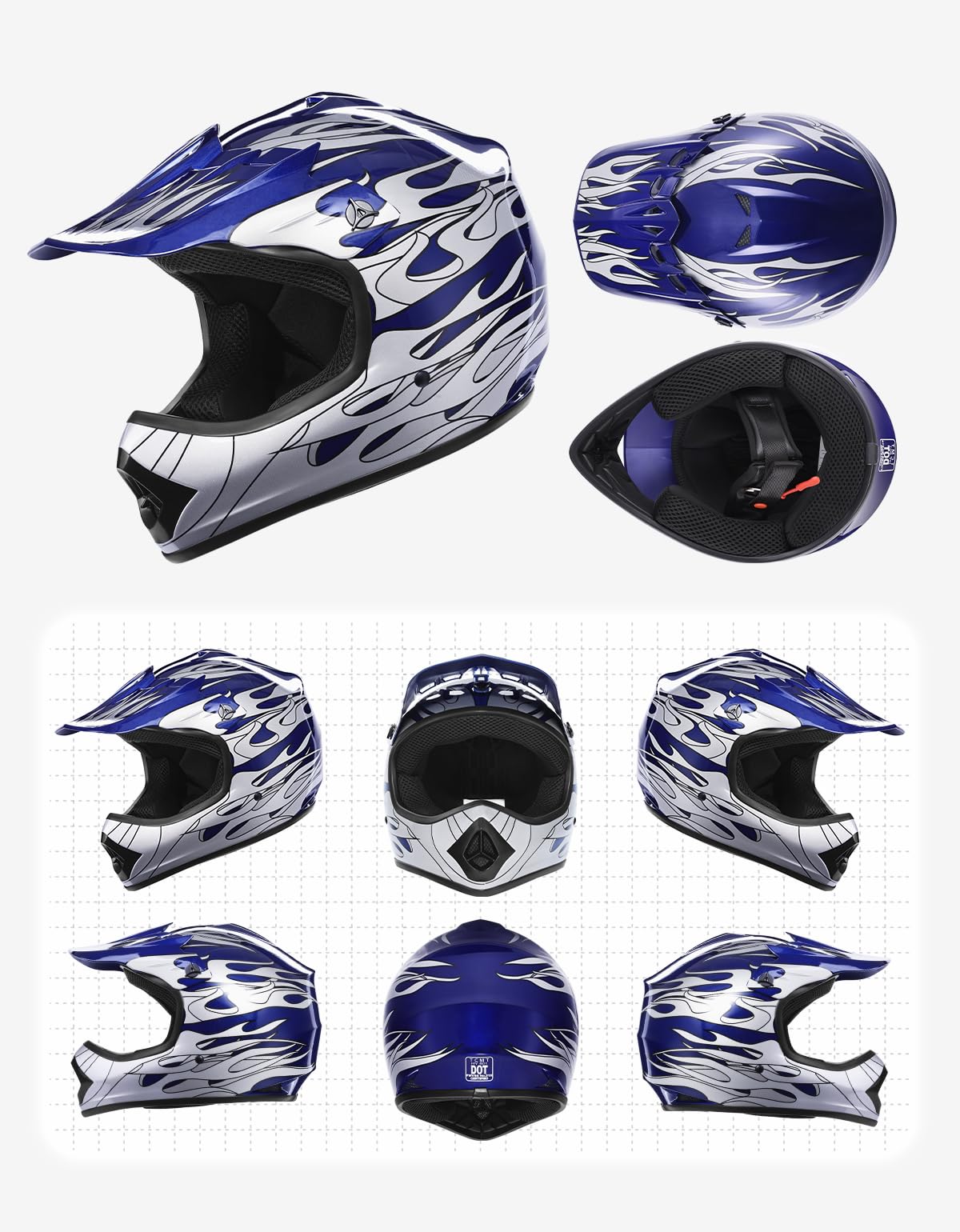 Youth DOT Approved Full Face Motocross Helmet Z6095
