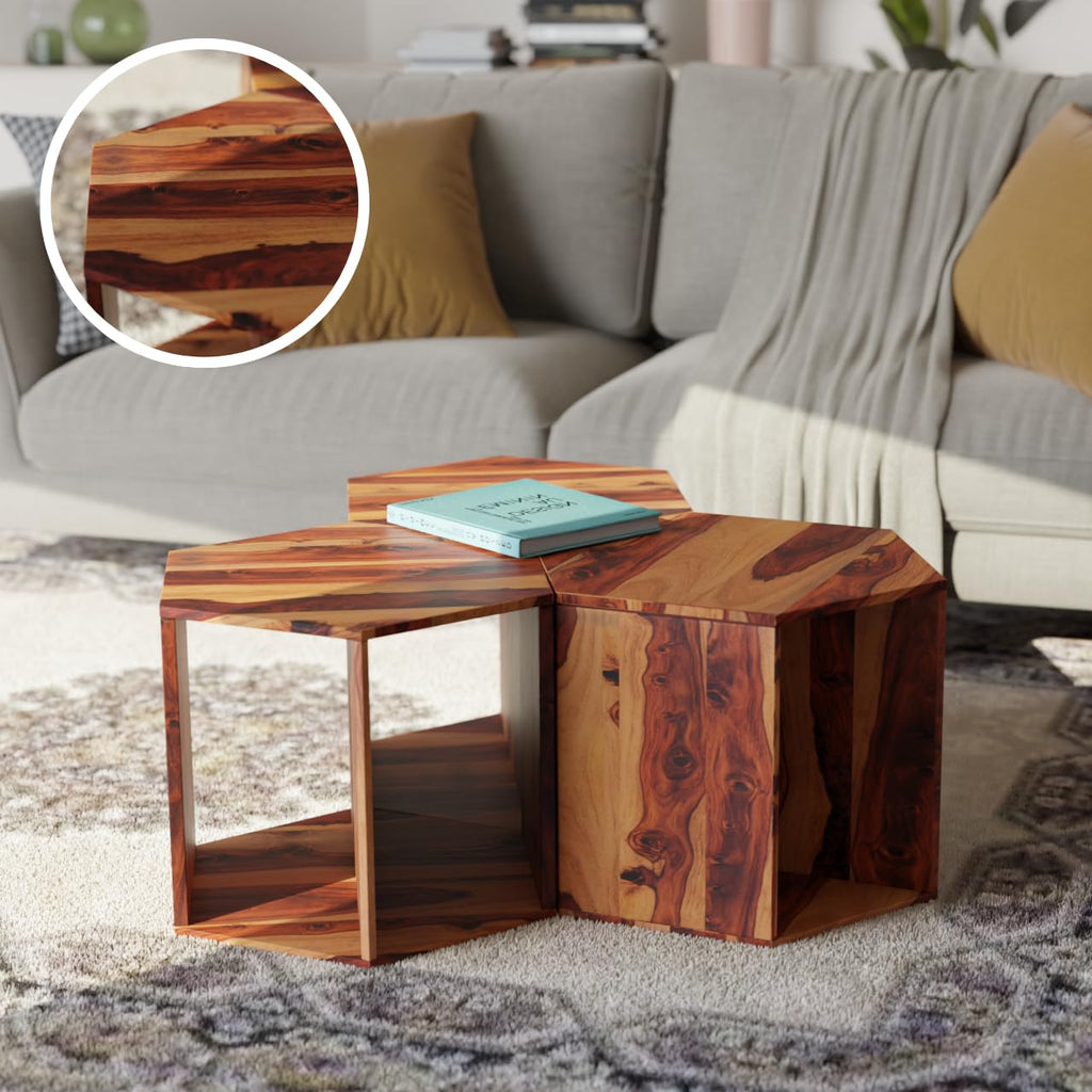 Solid Sheesham Wood Coffee Table Set of 3 H5489