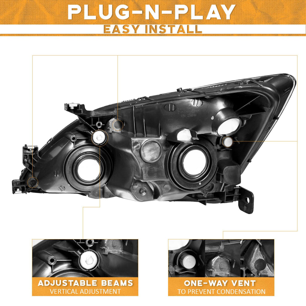 Black Headlight Assembly Left+Right I2247