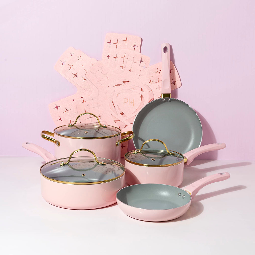12 Piece Pink Nonstick Cookware Set K525