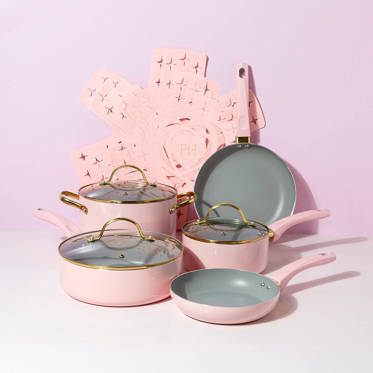 12 Piece Pink Nonstick Cookware Set K525