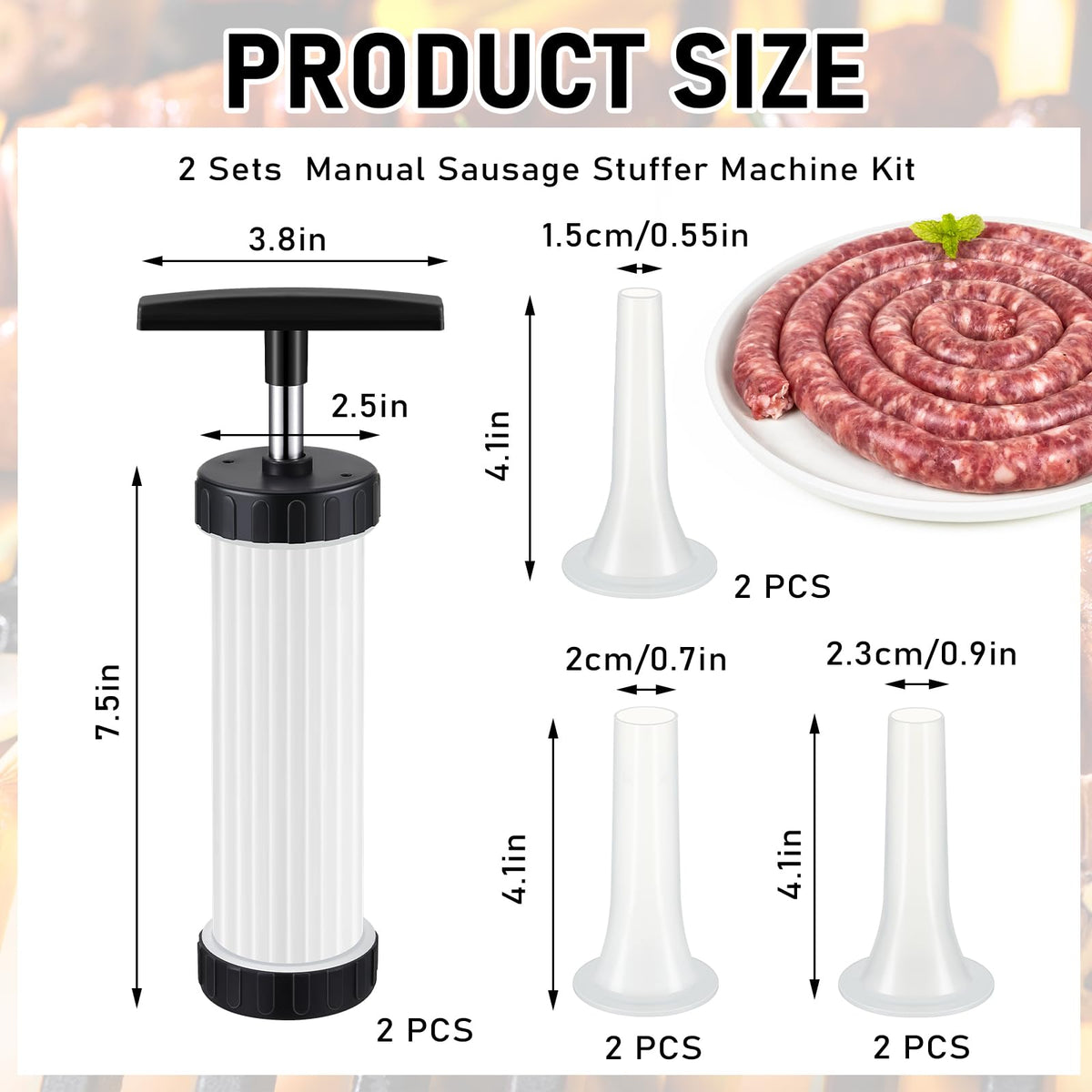 2 Pack Manual Sausage Stuffer Kit with 6 Stuffing Tubes B668110