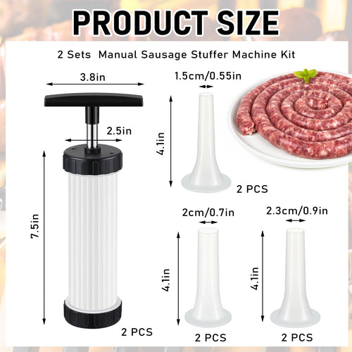 2 Pack Manual Sausage Stuffer Kit with 6 Stuffing Tubes B668110
