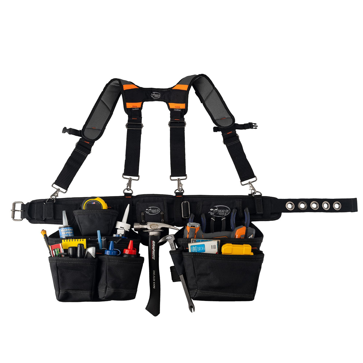 Black 1680 Denier Poly Carpenter’s Tool Belt with Suspenders A662732